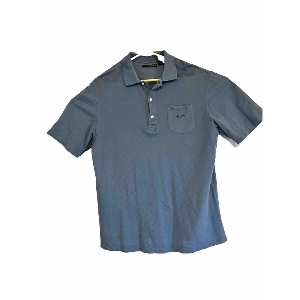 Greg Norman Play Dry Golf Polo Shirt Mens XL Blue Short Sleeve Shark Logo‎